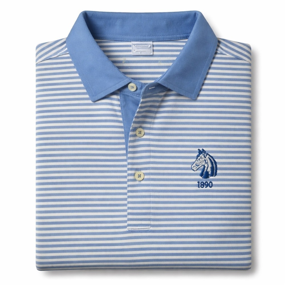 Donald Ross Sport Blue Striped Golf Polo Philadelphia Country Club – Men’s Large